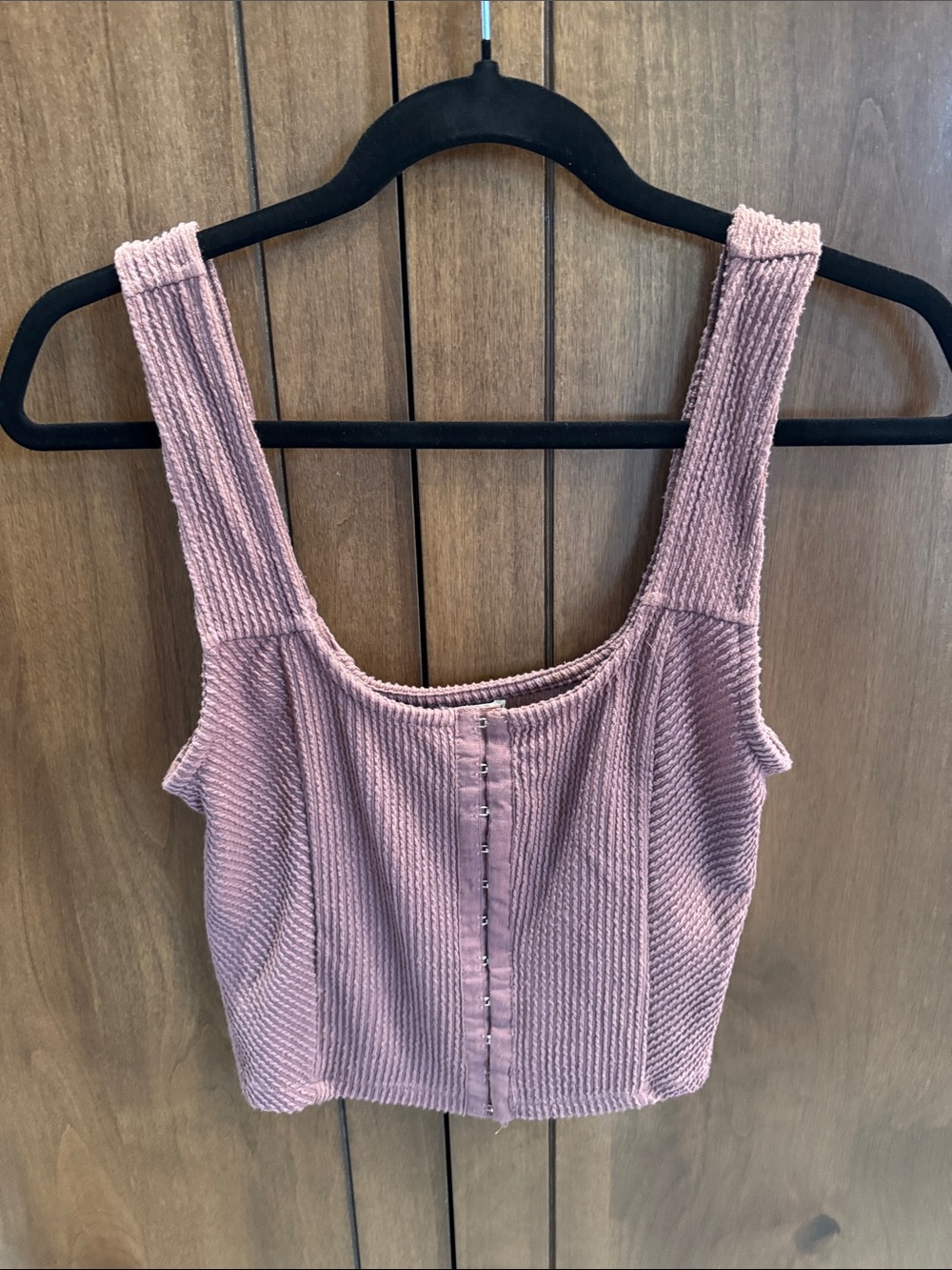Ribbed Square-Neck Midriff Top -  Rose